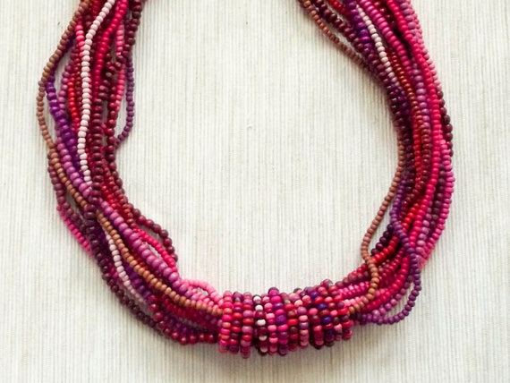 Designer seed beads wooden necklace bright bulk multistrand | Etsy