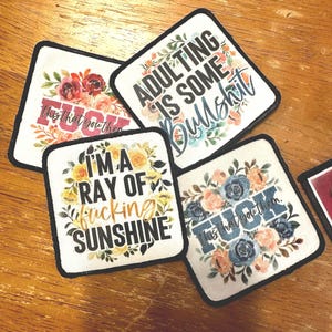 Floral Bad Words Mom Patch - Sublimation Iron-On (3x3 inch)