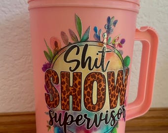34oz Mother Trucker Mug – "Shit Show Supervisor" Funny Tumbler
