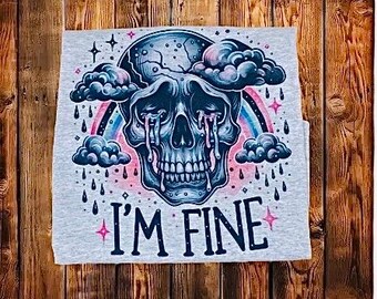 I'm Fine Skeleton Sublimation T-Shirt - Snarky Graphic Tee