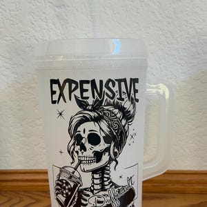34oz Mother Trucker Mug, Skeleton Woman Graphic Tumbler, Funny Sarcastic Gift zdjęcie 7