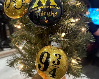 Custom Christmas ornaments- wizard and magic ornaments- set of 5