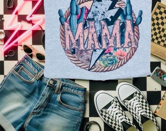 Western Mama T-Shirt – Cowgirl Sublimation Tee with Retro Western Vibes