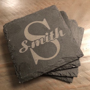 CUSTOM SLATE COASTERS: Complete with any any name of your liking!