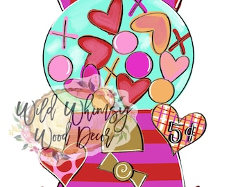 Digital template Gumball Valentine hugs and kisses
