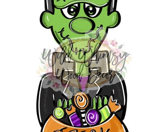 Plantilla digital Frankenstein candy bowl