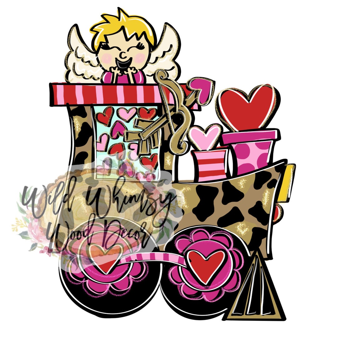 Digital Template Cupid Train Valentine Hugs and Kisses - Etsy