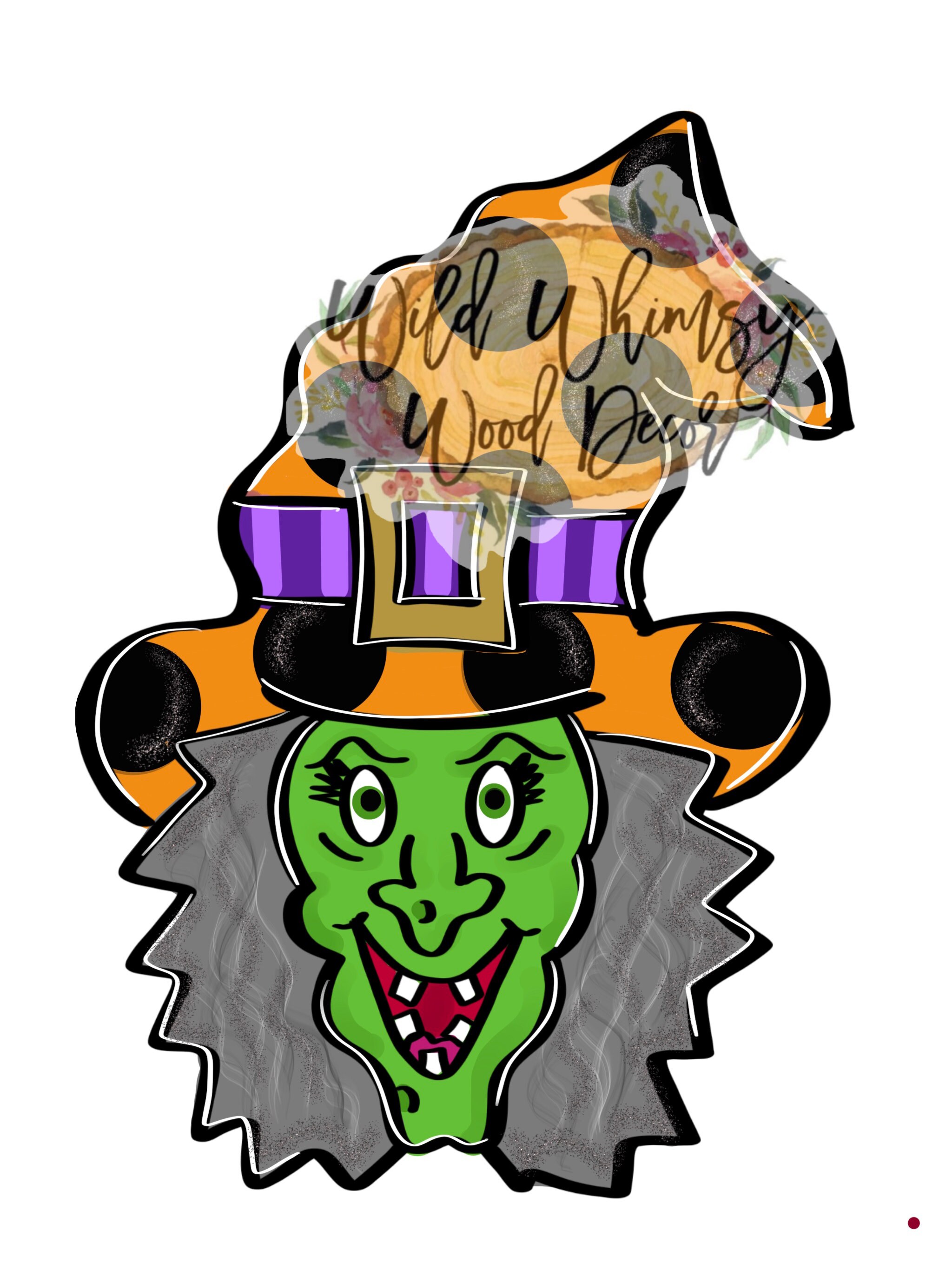Digital template Halloween witch