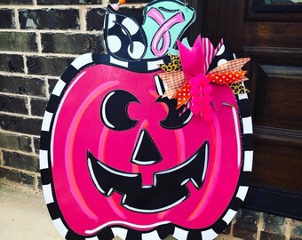 Pink Pumpkin Door Hanger