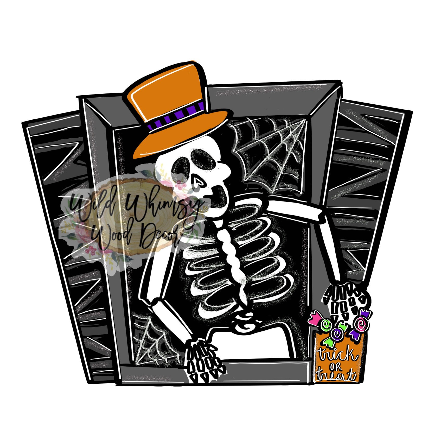 Digital template Halloween skeleton candy | Etsy