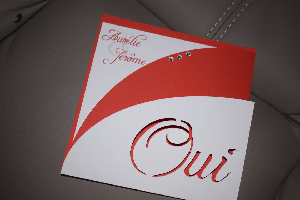 Faire part mariage rouge et blanc - Etsy France