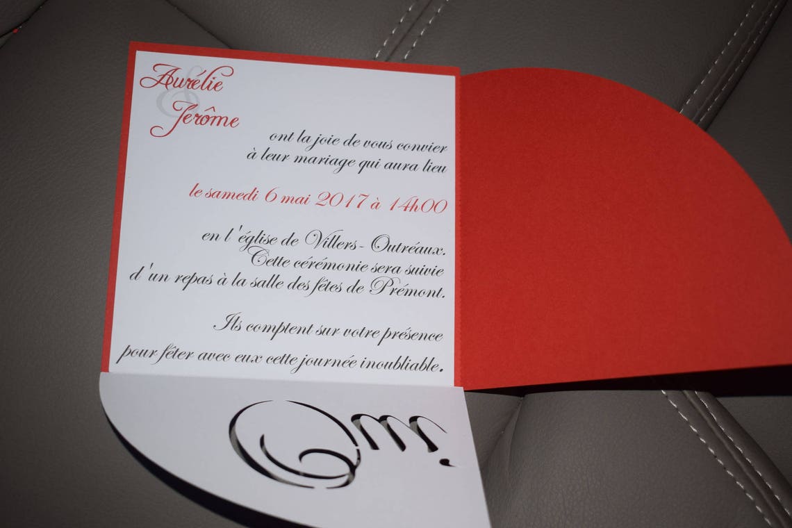 Faire part mariage rouge et blanc - Etsy France