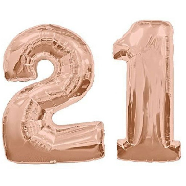 21 Number Balloons Rose Gold 21st Birthday Party Decorations Helium Giant Foil Balloon 100cm (40")