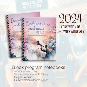 JW notebook . 2024 Regional Convention.”declare the good news ” program block ready notebook. 8.5 x 11 standard . Safe Coils. #announce
