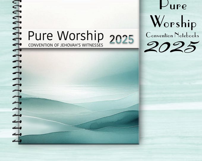 JW notebook 2025 Regional Convention. “PURE WORSHIP ” program block ready notebook. 8.5 x 11. Multiple designs #10. Tiagos official