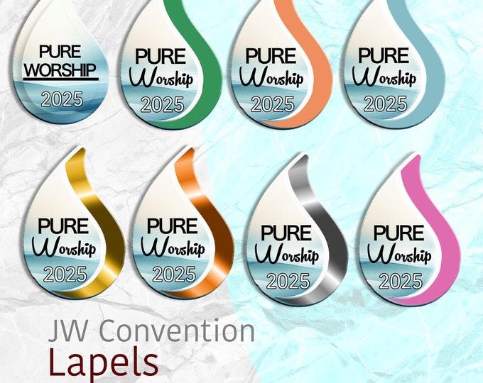 JW Lapel pin . 1”X1” Regional Convention “Pure Worship ” 2025 - Acrylic . #Water drop