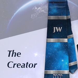 JW theme Neckties "the creator" standard size 58" or XL 62” custom jw.org neckties. Gift, Pioneer School. # blue