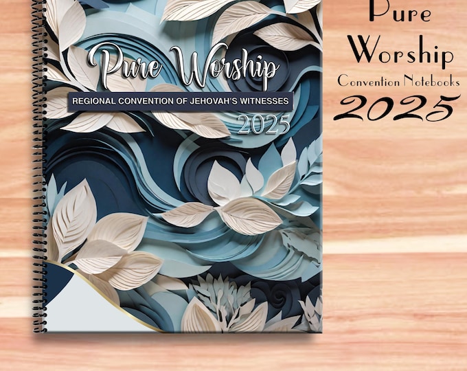 JW notebook . 2025 Regional Convention.”PURE WORSHIP ” program block ready notebook. 8.5 x 11 standard . Safe Coils. #2. Paper cut