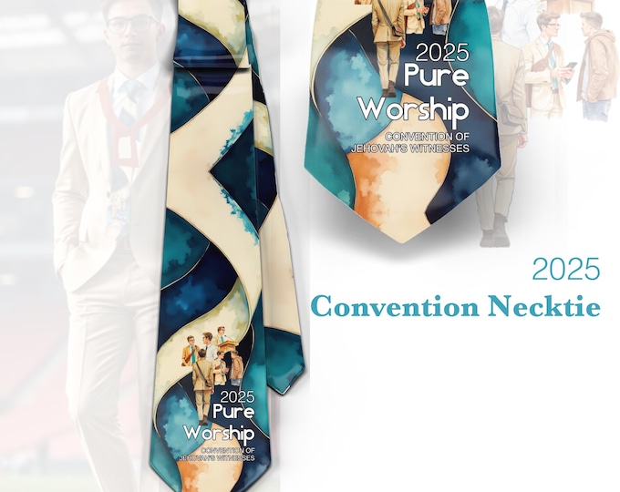 JW theme Neckties 2025 "PURE WORSHIP" standard size 58" custom jw.org neckties.