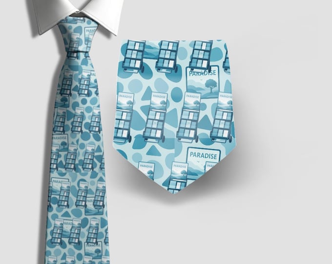 JW theme Neckties "witnessing Cart" standard size 58" or XL 62” custom jw.org neckties. Gift, Pioneer School. # witness cart white blue