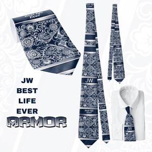 JW theme Neckties "Best life Ever-Armor" standard size 58" or XL 62” custom jw.org neckties. Gift, Pioneer School.