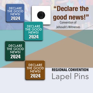 JW Lapel pin . 1”X1” Regional Convention “Declare the good news ” 2024 - acrylic.