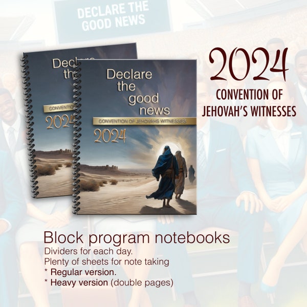 JW Notizbuch . 2024 regionalen Convention. „Erkläre die gute Nachricht“ programmblock fertiges Notizbuch. 8,5 x 11 Standard . #2&2