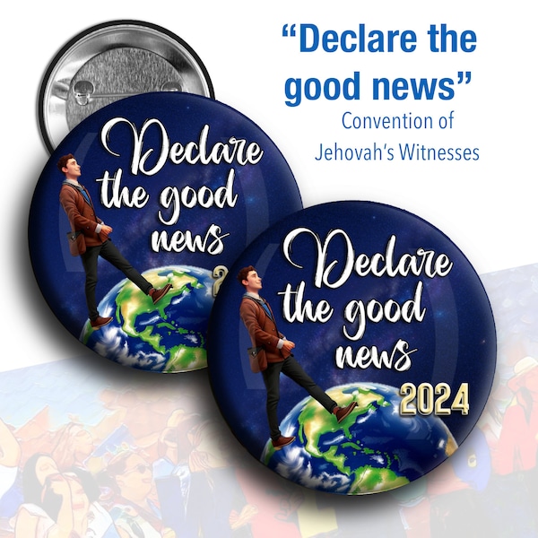 JW Regional Convention 2024 “Declare the good news” backpin buttons. 1.5” jw.org buttons pins #earth 2