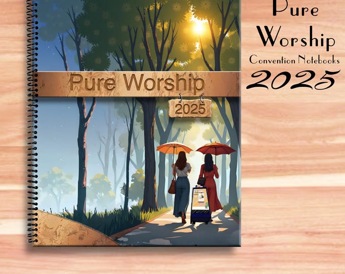 JW notebook . 2025 Regional Convention.”PURE WORSHIP ” program block ready notebook. 8.5 x 11 standard . Safe Coils. #6. Dawn