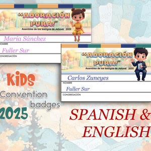 JW.ORG 2025 Regional convention Name Tags - Kids version. “Pure worship ”.  Aluminum 2 1/8”x 3 3/8”  personalized. Emergency contacts.