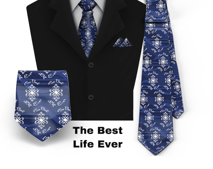 JW theme Neckties "Best life Ever" standard size 58" custom JW.ORG neckties. Gift, Pioneer School. #blue