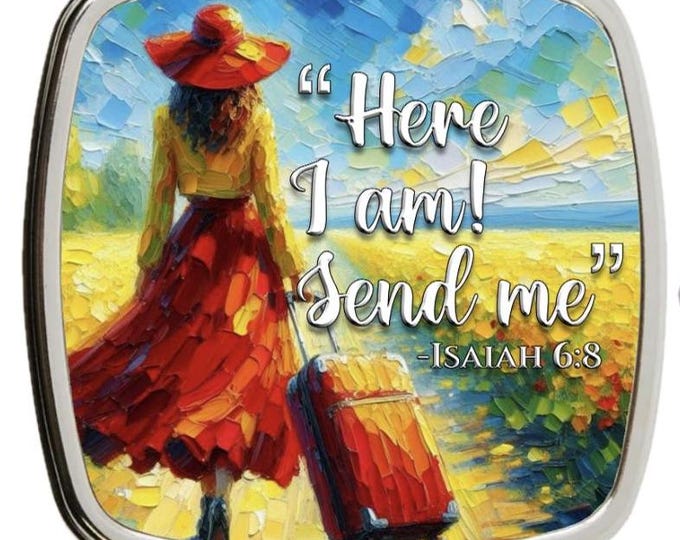 JW.org gift,  Isaiah 6:8 “Here I am! Send me” " compact mirror. JW gift. Two options