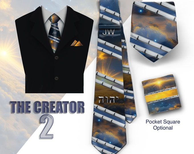 JW theme Neckties "the creator 2” standard size 58" or XL 62” custom jw.org neckties. Gift, Pioneer School. # galaxy