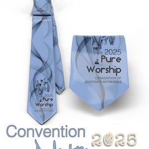 JW theme Neckties 2025 Regional Convention  "Pure Worship" standard size 58” custom jw.org neckties. # cream, blue,  red white.