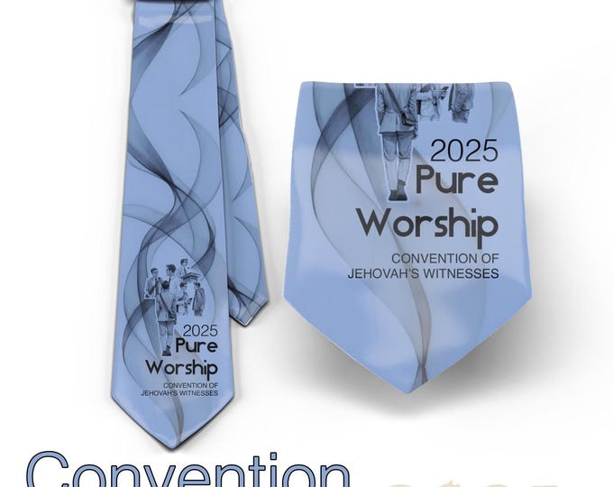 JW theme Neckties 2025 Regional Convention  "Pure Worship" standard size 58” custom jw.org neckties. # cream, blue,  red white.