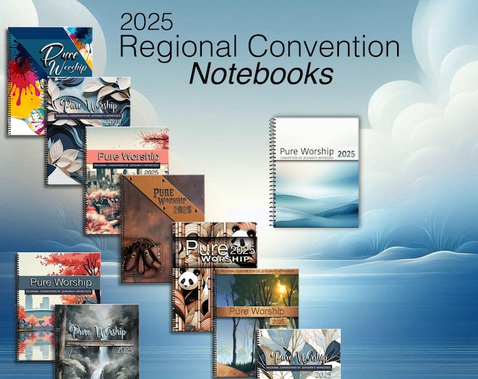 JW notebook . 2025 Regional Convention.  “Pure Worship ” program block ready notebook. 8.5 x 11 standard . #Multiple options