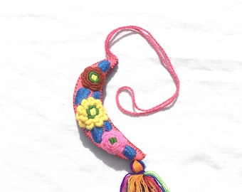 Moon Pom Bag Pom Pom Ornament Embroidered Fringe Guatemalan
