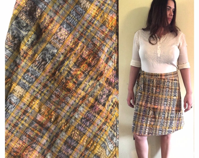 Vintage Guatemalan Wrap Skirt Woven Ikat Sparkle Cotton Hippie Boho Festival Ethnic Bohemian Guatemala