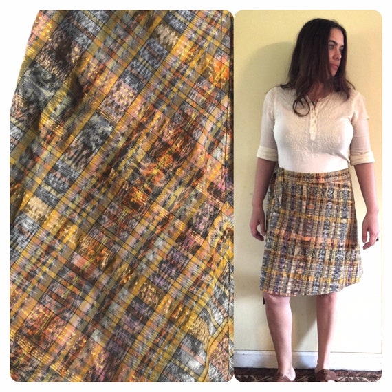 Vintage Guatemalan Wrap Skirt Woven Ikat Sparkle Cotton Hippie Boho Festival Ethnic Bohemian Guatemala
