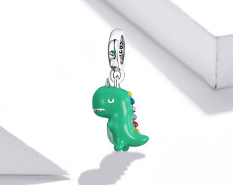 T-Rex Dinosaur Sterling Silver Charm - 3D Tyrannosaurus Pendant For Bracelets & Necklaces