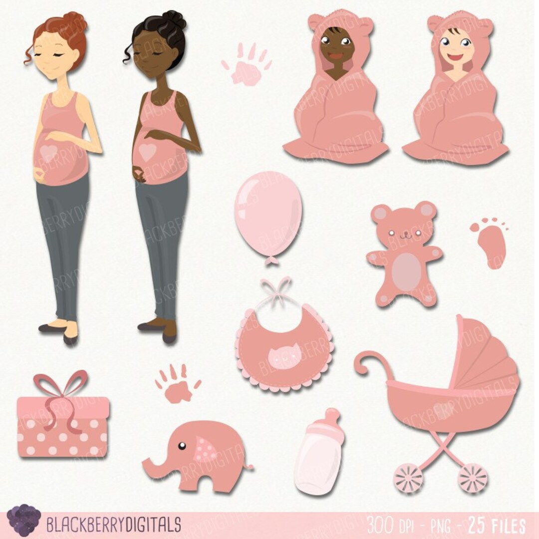 Cute Baby Girl Clipart Set Baby Girl Clipart Baby Shower Etsy
