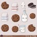 Kawaii Cookie and Milk Clipart Set, cookies and milk clip art, cookie vector, kawaii clipart, commercial use with Instant Download 