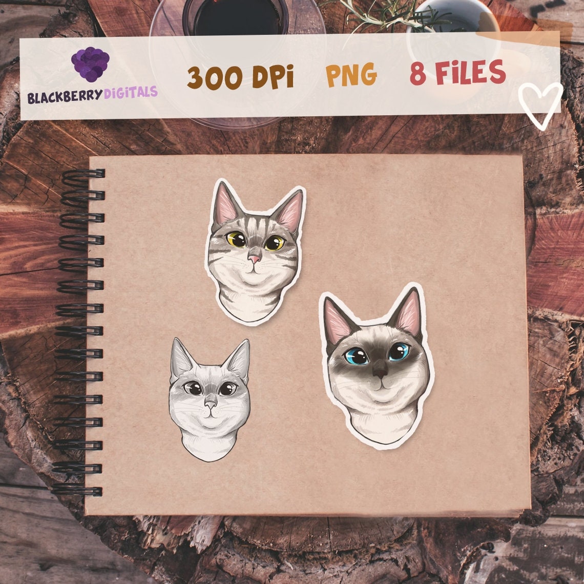 Kawaii Cat Clipart Set Cat Clip Art Cat Digital Art Kawaii - Etsy