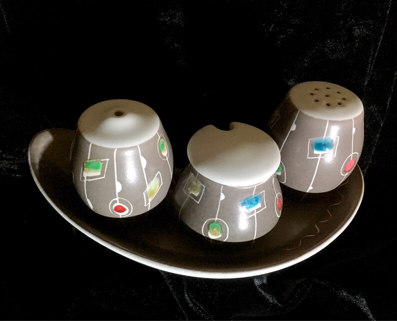 Bourne Denby C. 1957 Rare 'cloisonné' Condiment Set Etsy