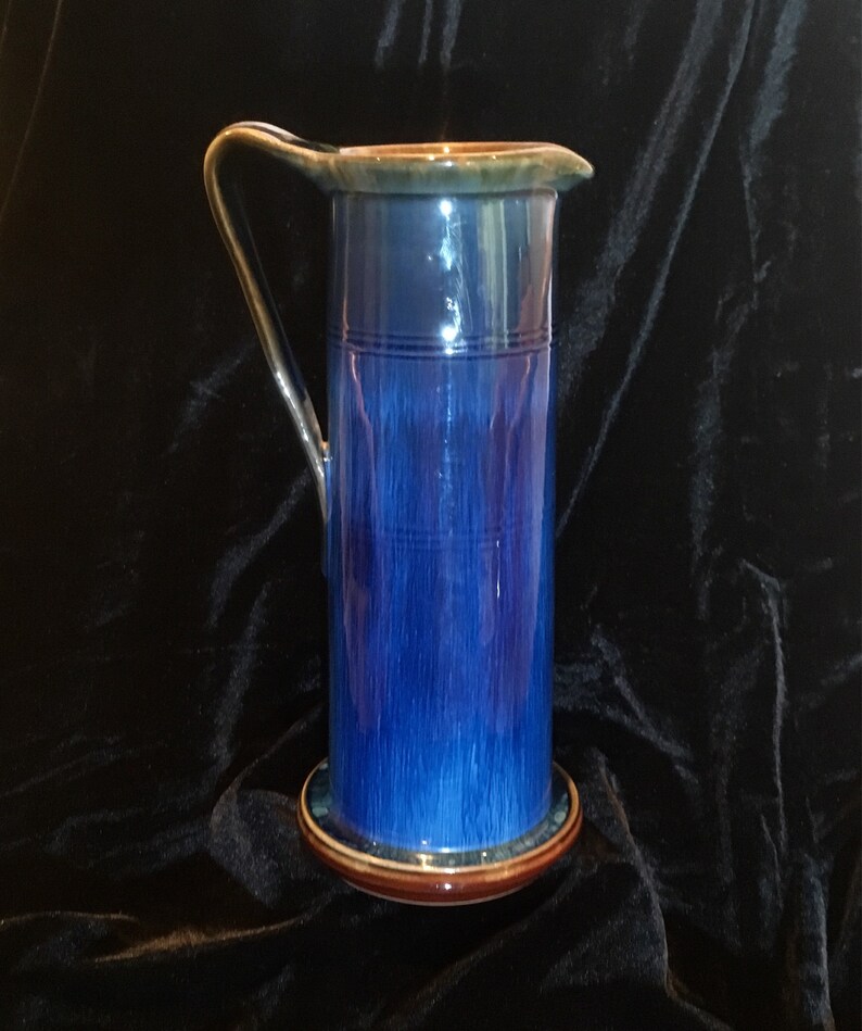 1920s Art Deco Electric Blue Pitcher by Bourne Denby Danesby Ware Crich