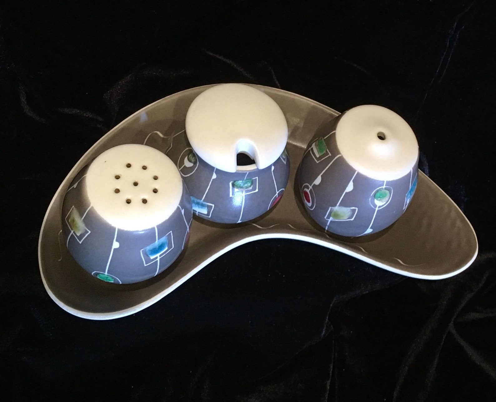 Bourne Denby C. 1957 Rare 'cloisonné' Condiment Set Etsy