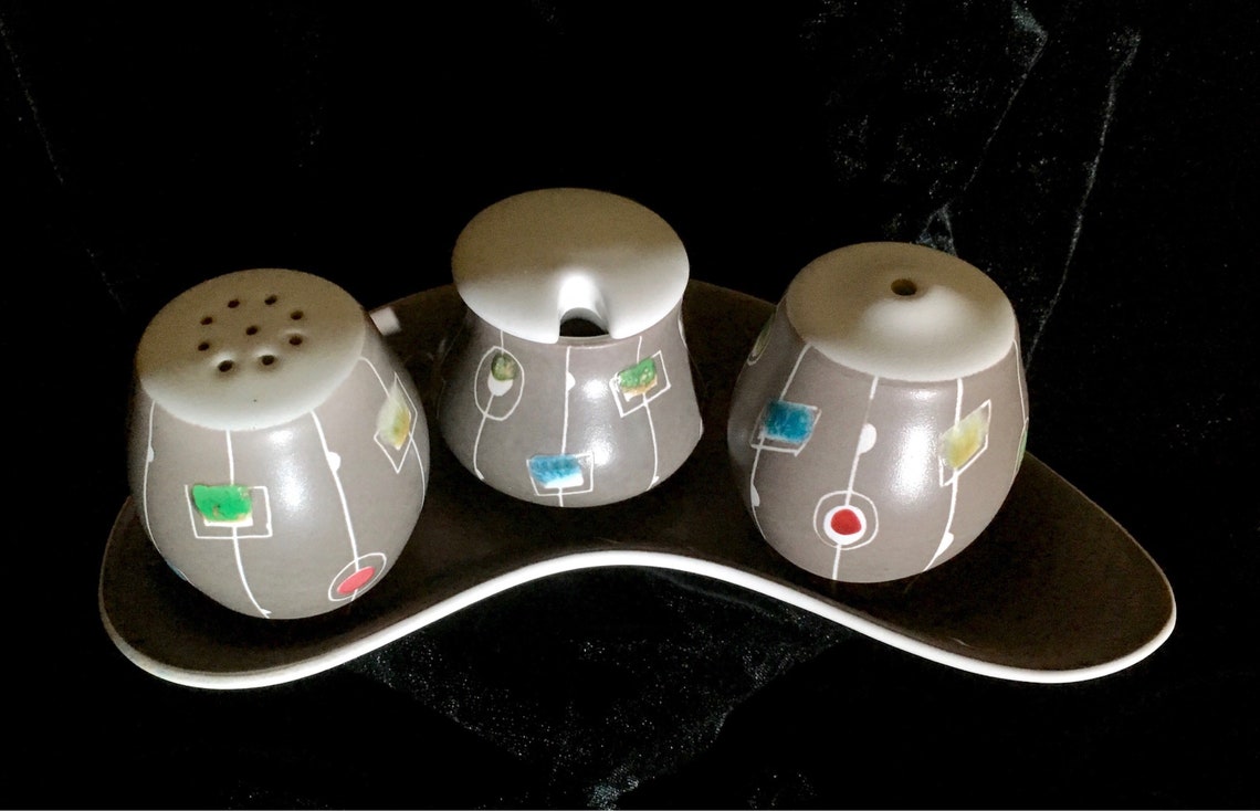 Bourne Denby C. 1957 Rare 'cloisonné' Condiment Set Etsy
