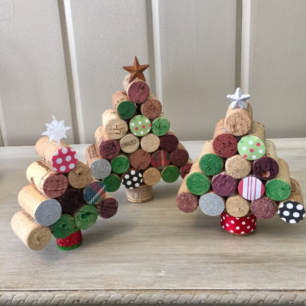 Wine cork christmas trees