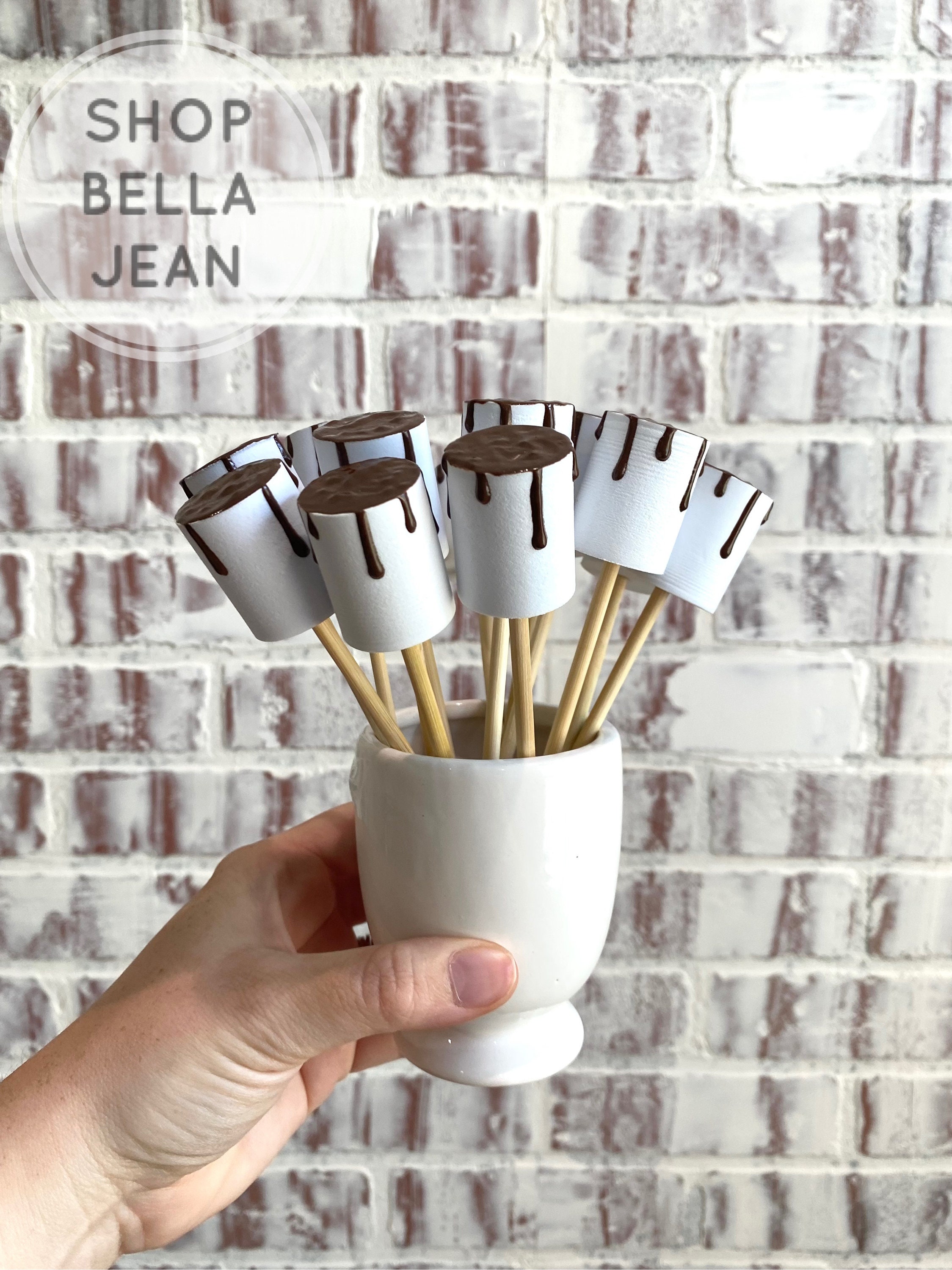 Faux Chocolate Marshmallow Skewers Smores Tiered Tray Etsy