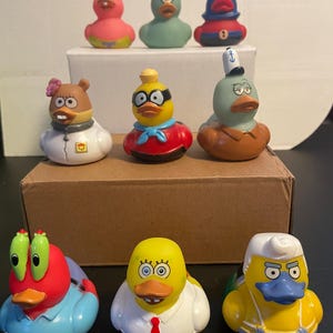 JEEP / SPONGEBOB Rubber Duck Movie Cartoon Characters 3 or 9 PACK